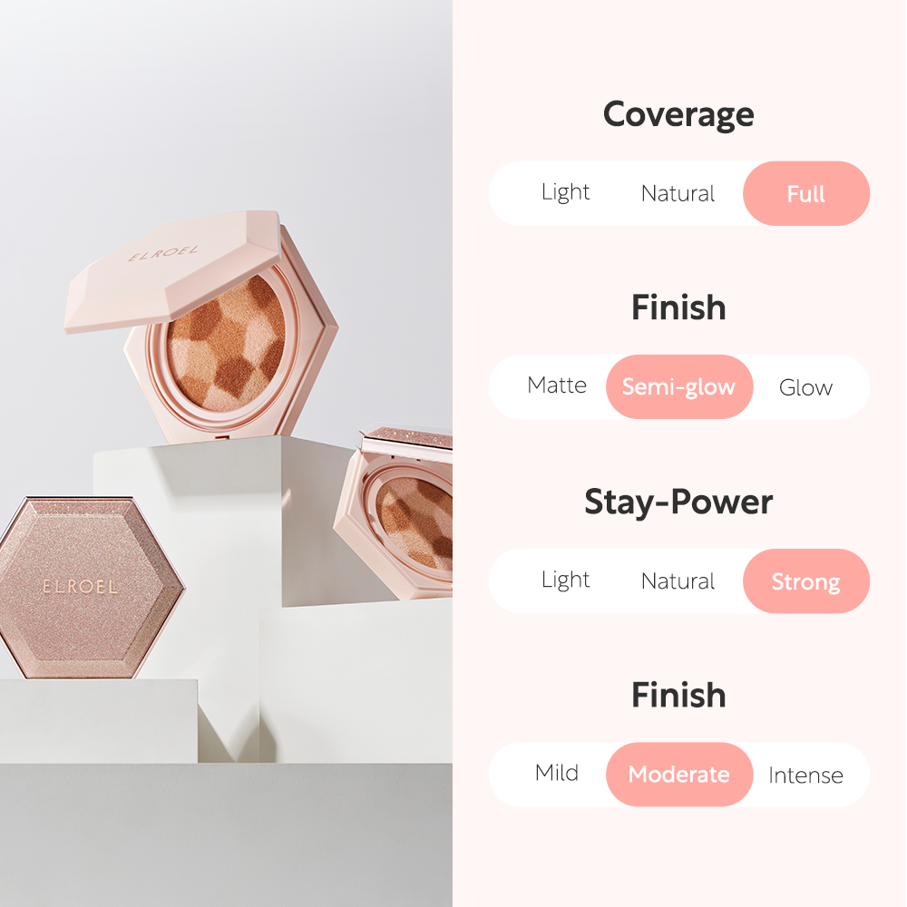 Elroel Blending Compact Cushion – Full Coverage, Semi Glow Finish, Strong Stay Power