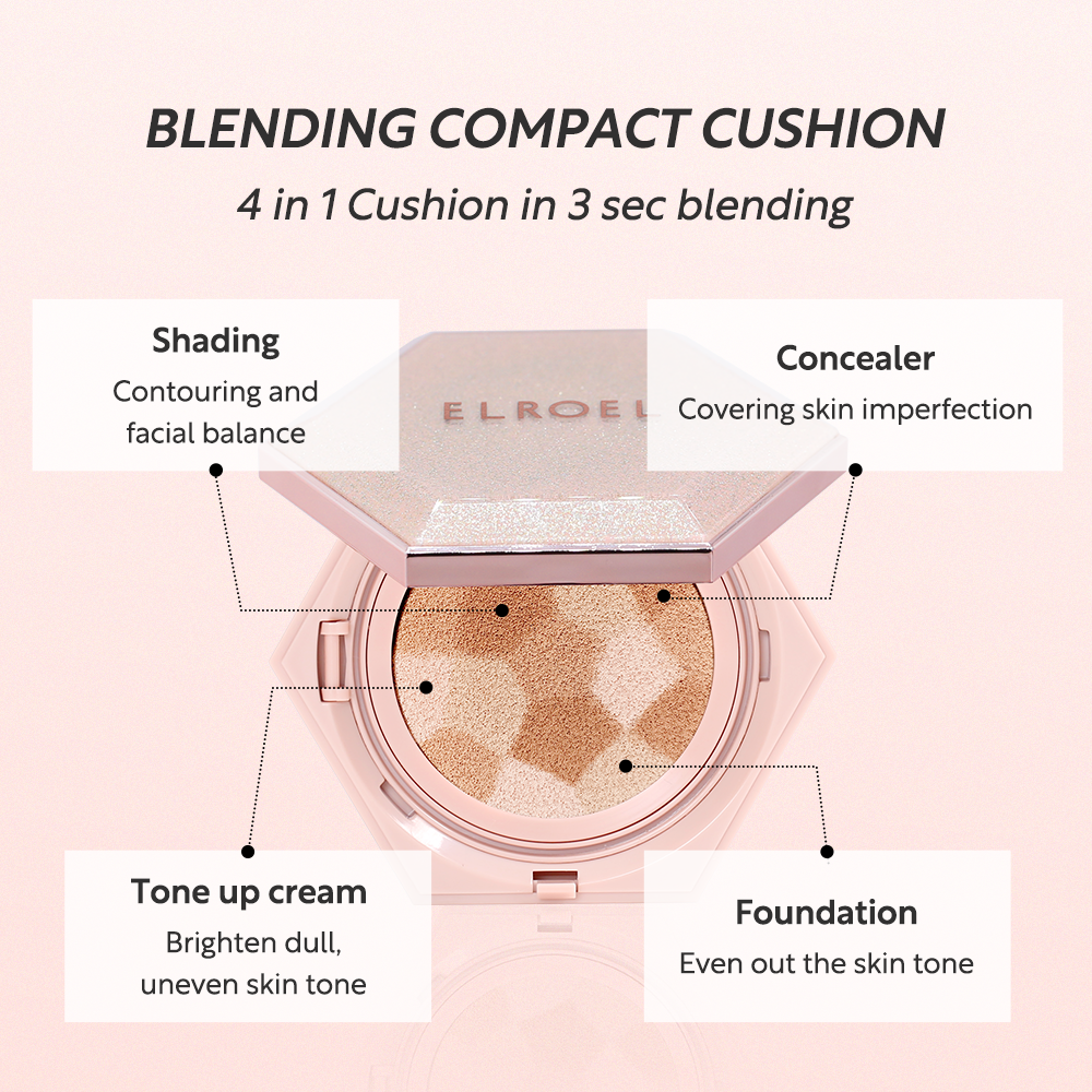 Elroel Blending Compact Cushion – 4-in-1 K Beauty cushion foundation with SPF50+