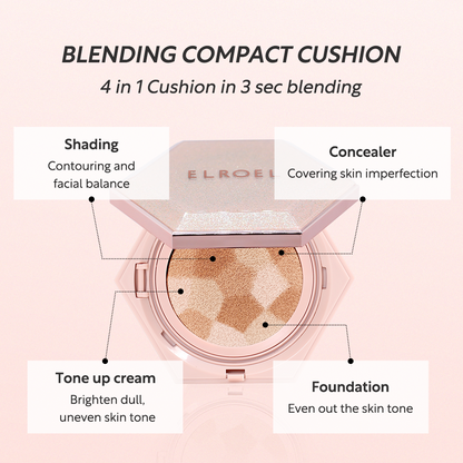 Elroel Blending Compact Cushion – 4-in-1 K Beauty cushion foundation with SPF50+